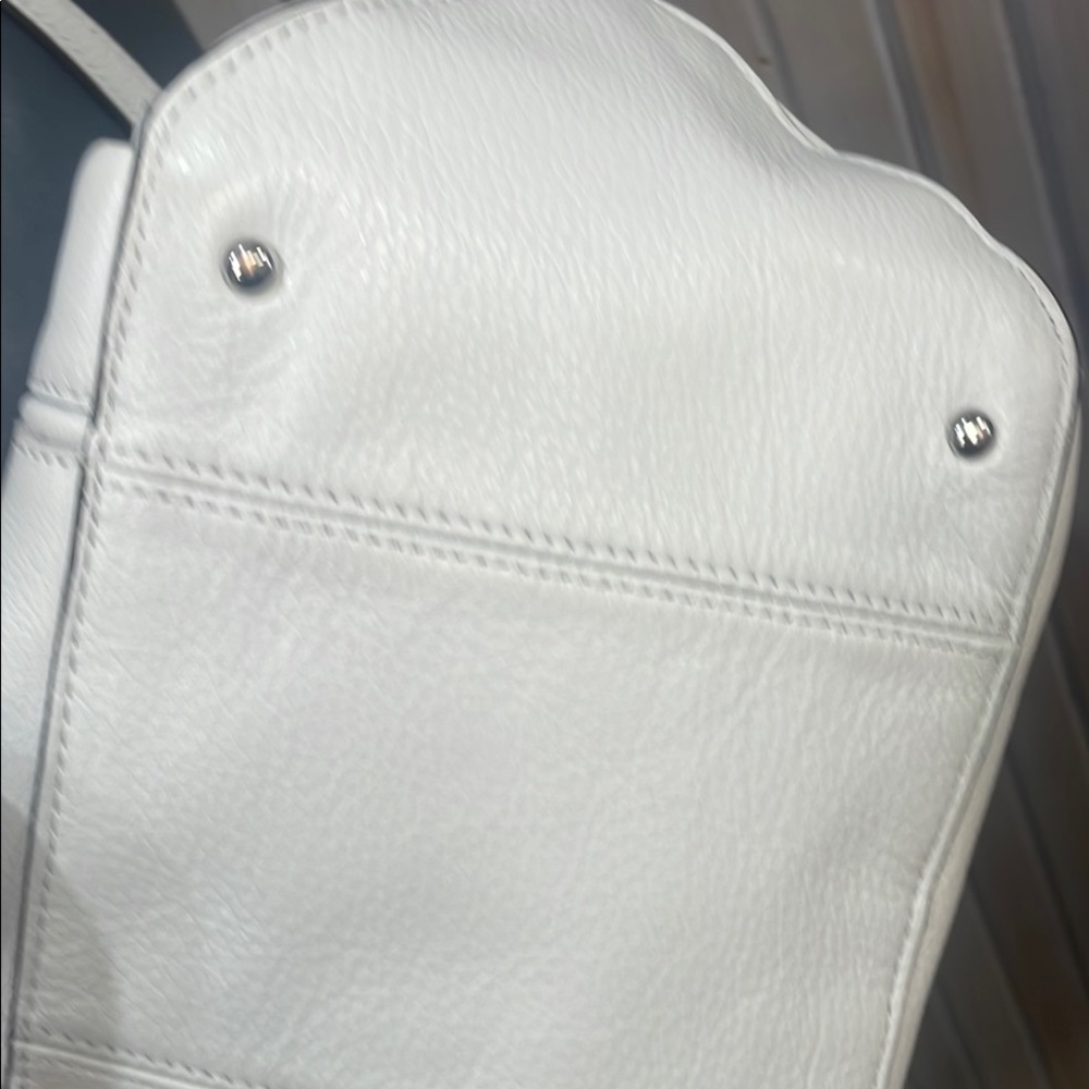 Aimee Kestenberg White Pebbled Leather Tote with Metallic Hardware - Picture 6 of 17